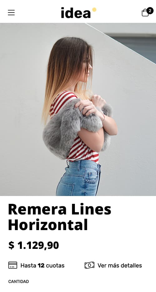 Pantalla del producto en la tienda online