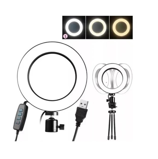 Ring Light de Mesa Blogueira Portátil Luminária De Led 6 Polegadas Tripé