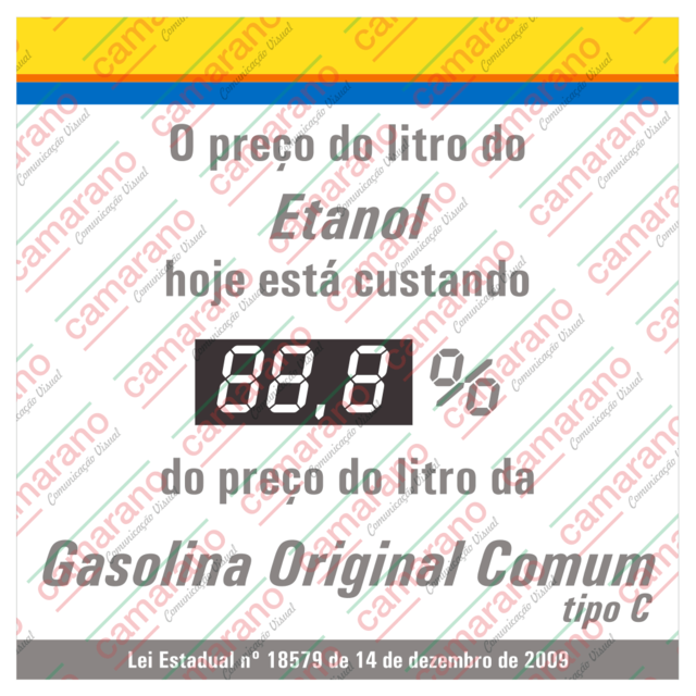 Adesivo Sobre Percentual Do Valor Do Etanol X Gasolina Ipiranga