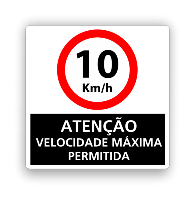 Placa Sinalização Predial e Condomínio Velocidade Máxima 10km h