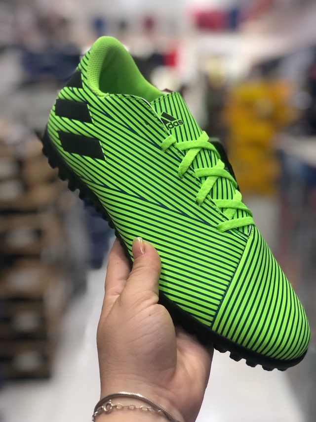 Chuteira Society Adidas Nemeziz 19 - Verde+Preto