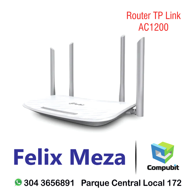 Amplia gama Ten confianza blanco como la nieve Router TP Link AC1200 - Comprar en Felix Meza Cardenas
