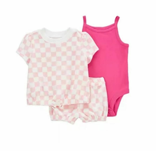 Conjunto 3 pçs xadrez joyce - R$ 198.00, cor Rosa #161409, compre agora