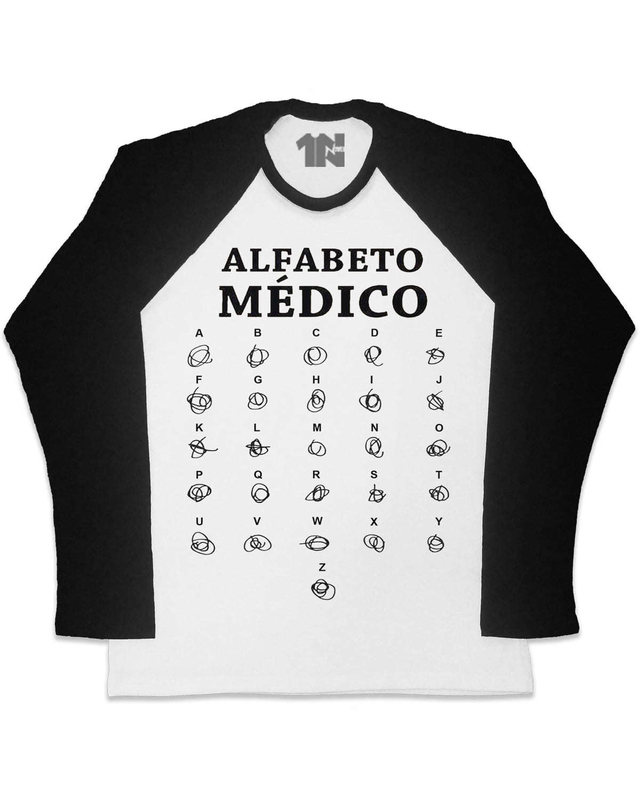 Camiseta Raglan Manga Longa Alfabeto Médico 2755