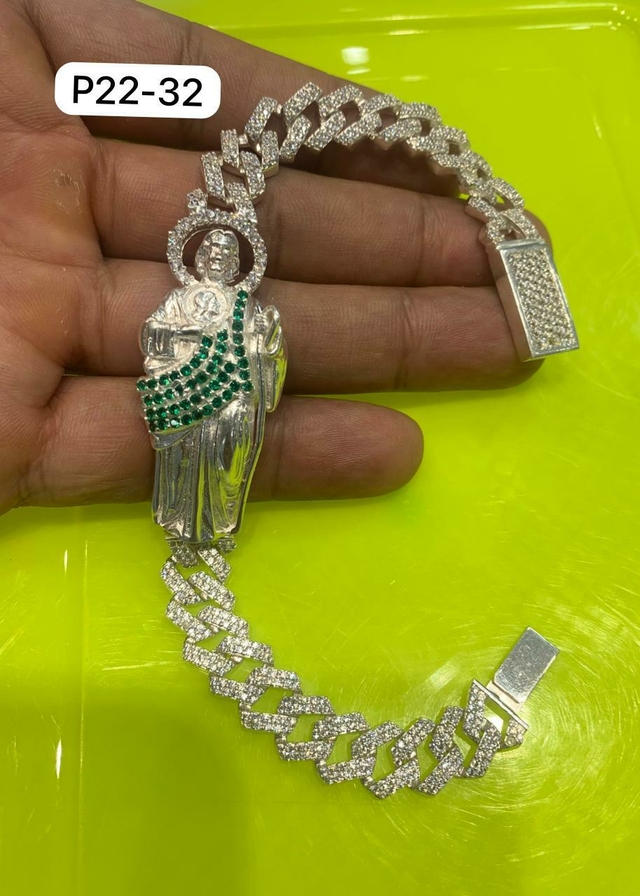 Esclava De San Judas Tadeo De Plata Con Zirconias