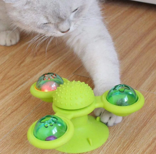 Compre Moinho de vento brinquedos para gatos, quebra-cabeça giratório com  escova, jogo de gato, brinquedos interativos para gatinhos, suprimentos  para animais de estimação