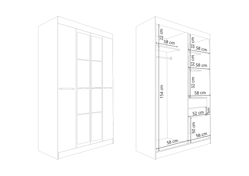 Placard Ropero 4 Puertas C Espejos 1 25 M Dl352 Delos