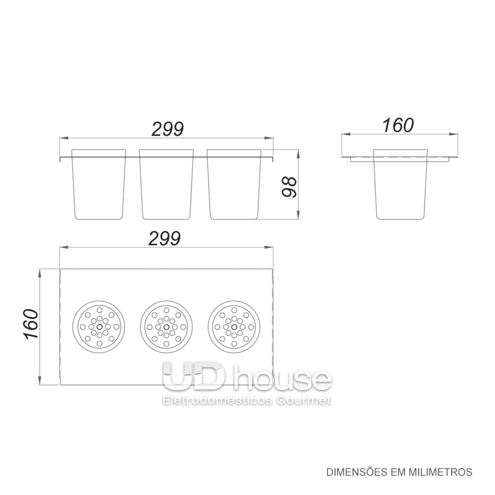 Porta Talheres Para Calha Mida Inox Cm Xteel