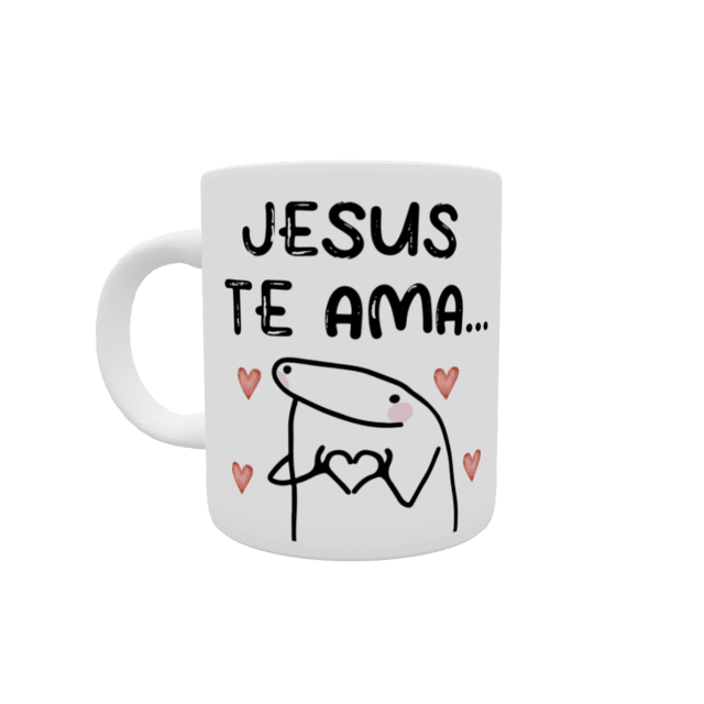 CANECA DE CERÂMICA PERSONALIZADA JESUS TE AMA EU TE SUPORTO FLORK