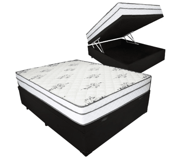 Colchão Royal Black - Queen - 158x198x36cm - Mola Ensacada - PillowTop -  Visco - Relaflex