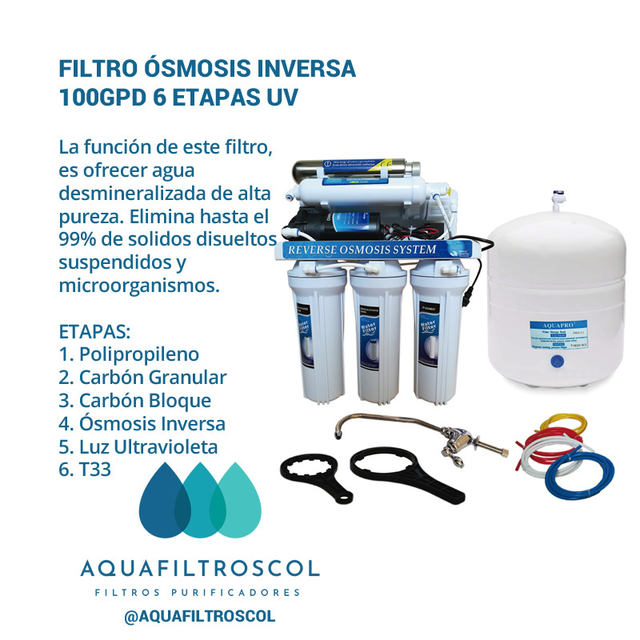 /sistema de filtro de agua de acuario de arrecife di 0 ppm 6 etapa 100 GPD Osmosis Inversa Osmosis Inversa 