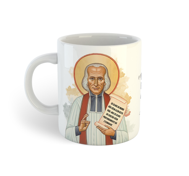 Ícone São João Maria Vianney o Cura d Ars Caneca de porcelana