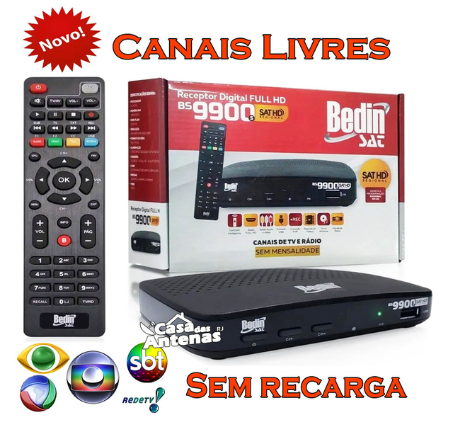 Novo Receptor Livre Sat Hd Regional Digital Bs 9900s Bedin