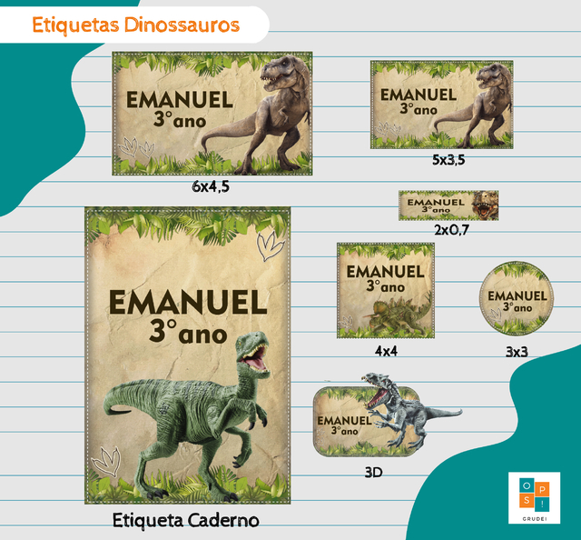 Dinossauro Baby Etiqueta Escolar para Imprimir - Imagem Legal
