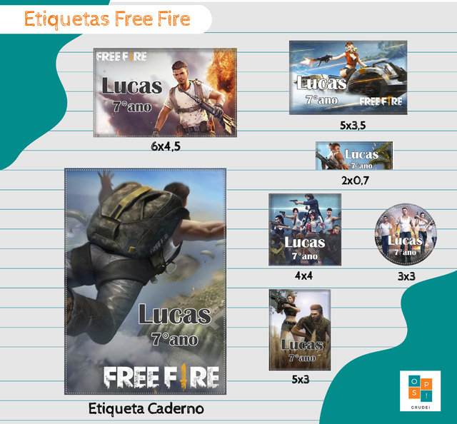 etiqueta escolar free fire com nome arquivo digital