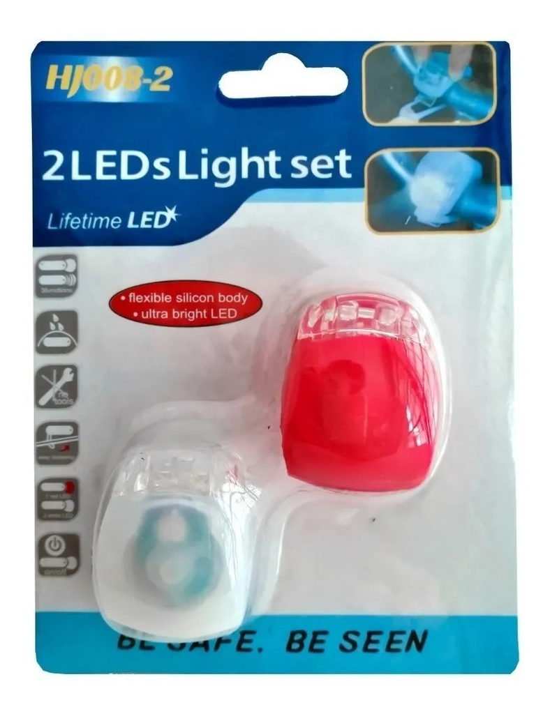 Kit Luces Bicicleta Silicona Led Blanca Roja