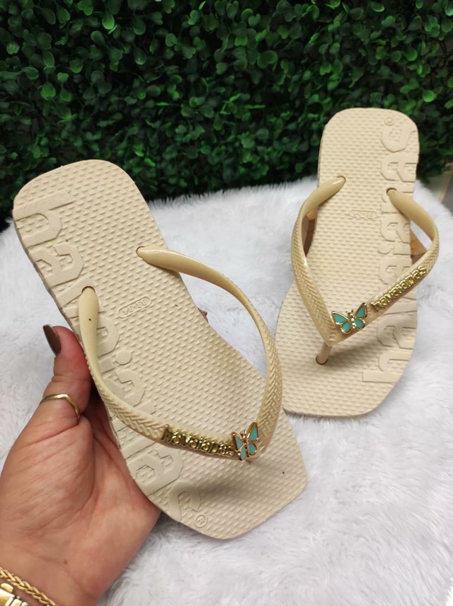 Chinelo Havaianas Feminino Adulto Blitz News Borboleta Nude