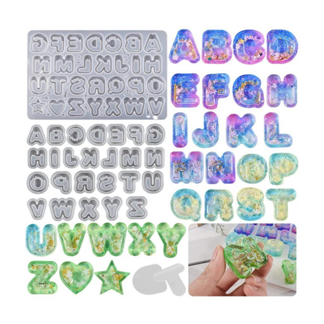 MOLDE SILICONA SHAKERS ABECEDARIO LETRAS Y MINI FORMAS