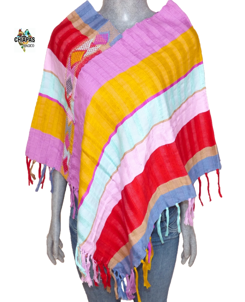 Poncho Multicolor Telar De Cintura 014