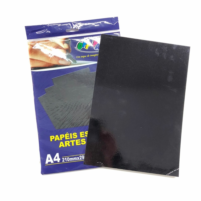 PAPEL LAMICOTE A4 250G PRETO C 10 FOLHAS OFFPAPER GRACIOSA PRESENTES