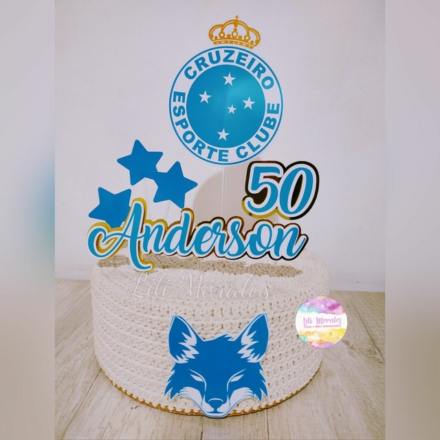 Topo Topper De Bolo Personalizado Futebol Cruzeiro