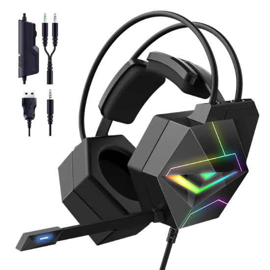 Headset Gamer Onikuma, RGB, Xbox One, PS4, PC, Mobile, Cancelamento de  Ruído, Preto - X-15