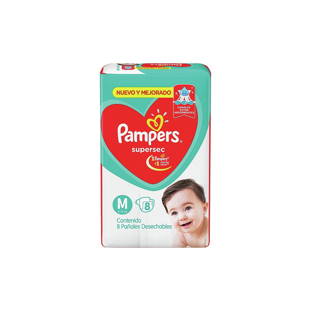 PAÑALES PAMPERS MEDIANO X 8 Comprar en Pepipochi