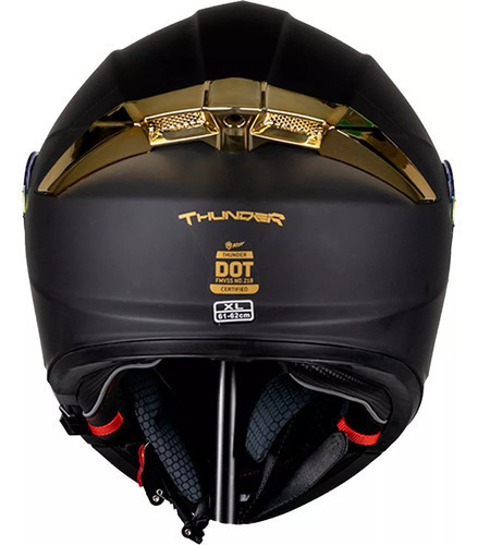 Casco Kov Abatible Thunder Negro Dorado Certificado Dot