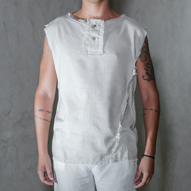 white linen tank top