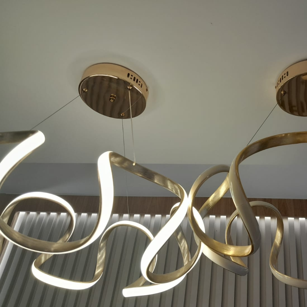 Lustre Pendente Led Moderno Curvas 48W Ondas