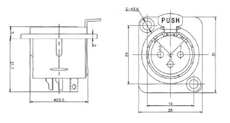 Conector Xlr F Mea De Painel Pinos Xlr Fp Arko Audio