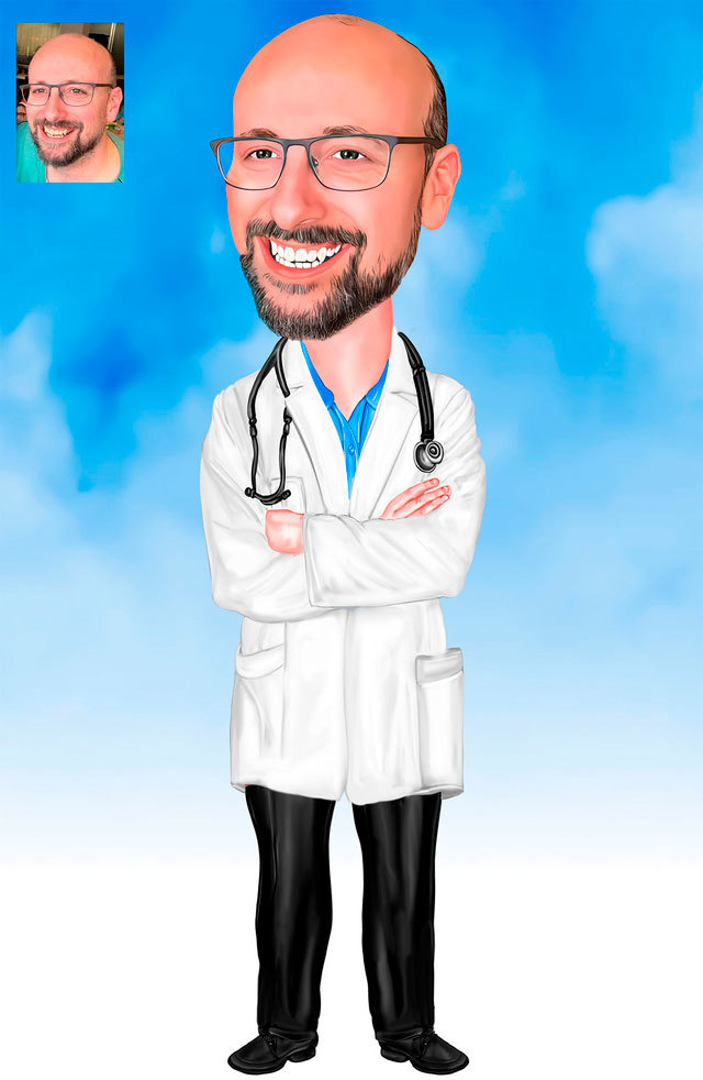 Caricatura medico desenho digital