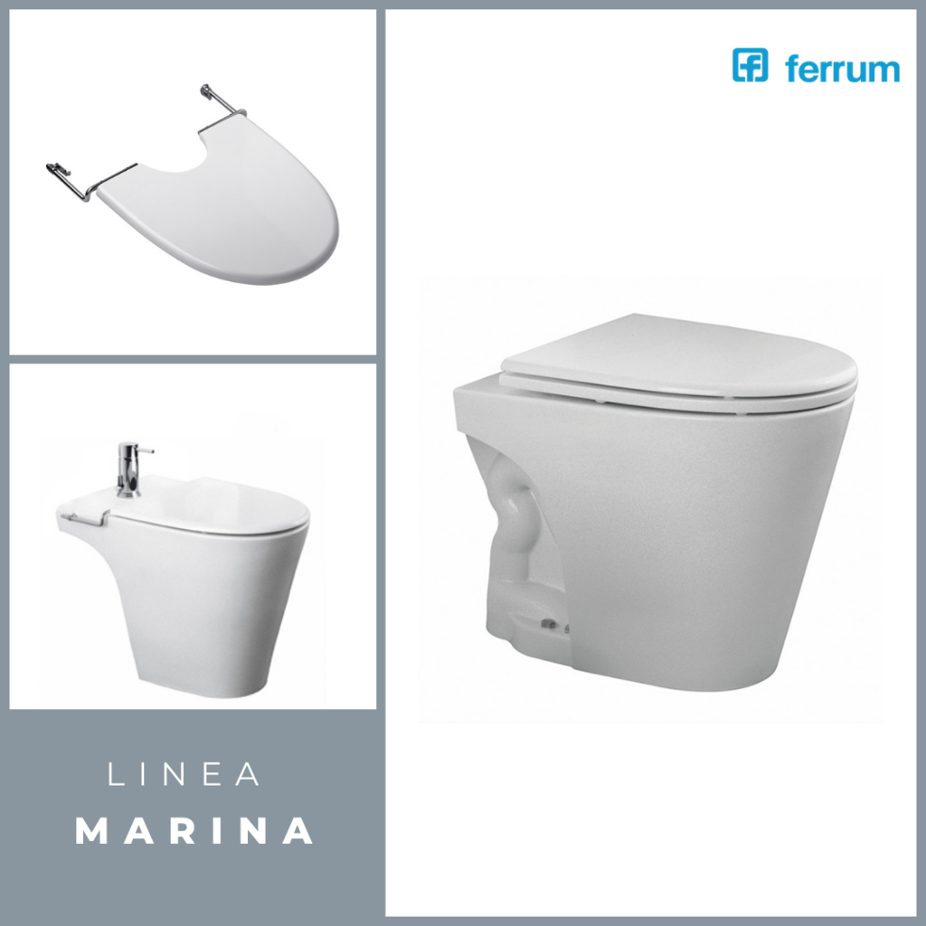 COMBO SANITARIOS FERRUM MARINA CORTO BIDET CON TAPA