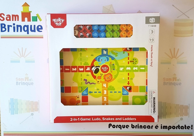 Tooky Toy Tabuleiro Brincando Jogar Ludo e Jogos das Compras 2 em 1 3+,  Multicor, TY848