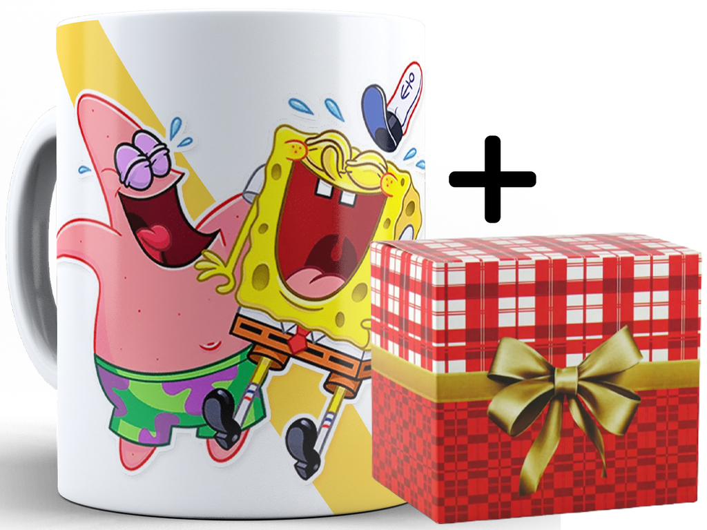 Caneca Bob Esponja X Cara Ml Porcelana Cer Mica Caixa Presente