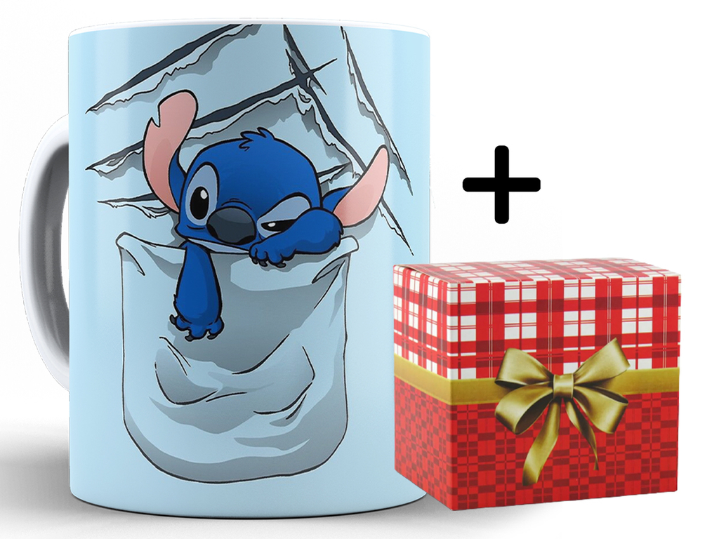 Caneca Lilo Stitch X Cara Ml Porcelana Cer Mica Caixa Presente