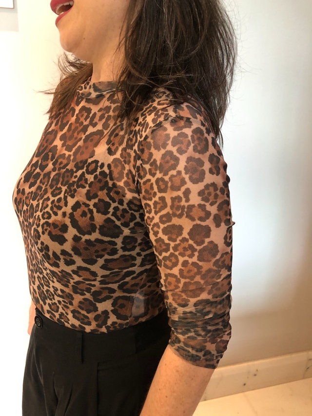 cheetah see through shirt