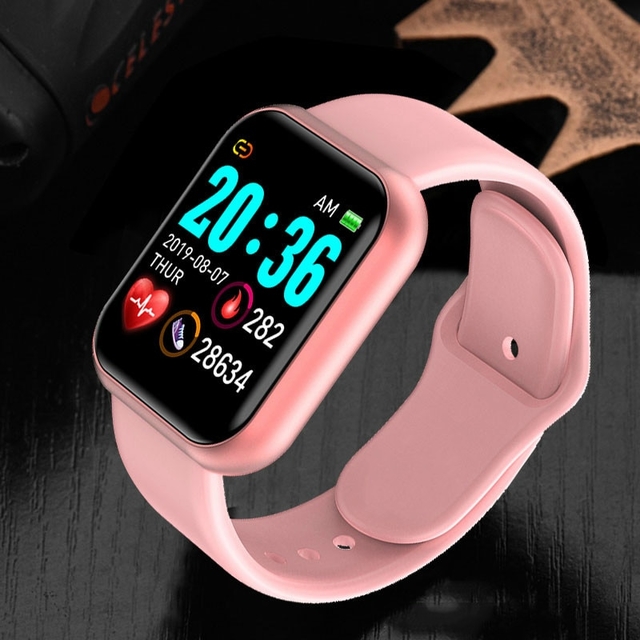 relógio smartwatch inteligente d20 android e ios rosa