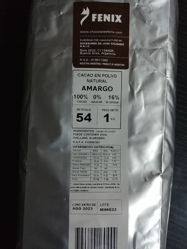 Cacao Amargo en Polvo Fénix La Repostera Argentina