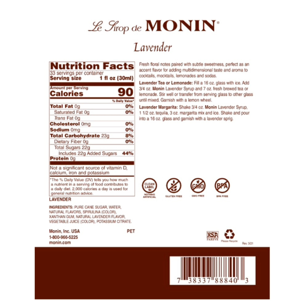 Monin Jarabe Lavender Lt Pet