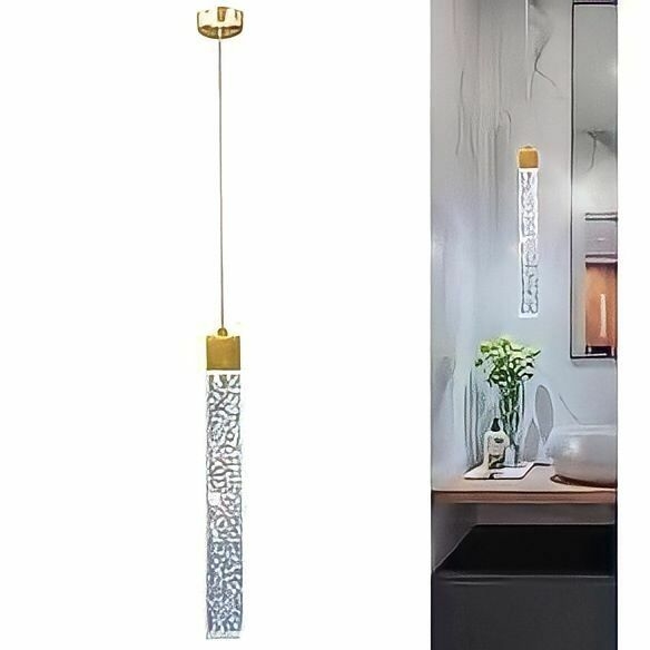 Lumin Ria Pendente Led Cil Ndrico Cristal Bolha Dourado