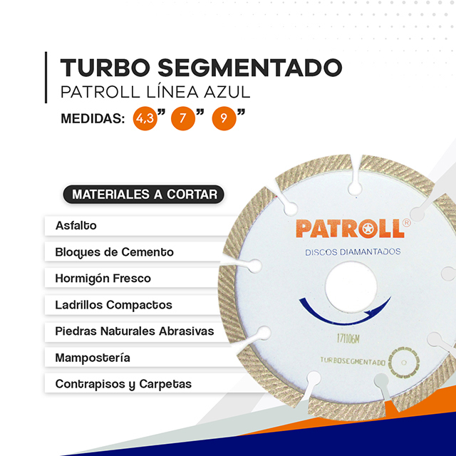 Consultá por Whatsapp sobre DISCO DIAMANTADO TURBO SEGMENTADO PATROLL