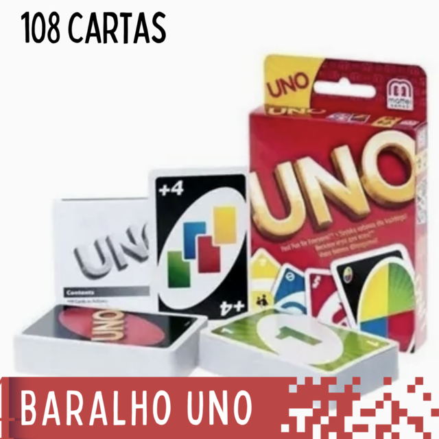 Jogo de Carta UNO Entre Amigos e Famílias com 108Cartas UNO pra 2 a 10  Pessoas