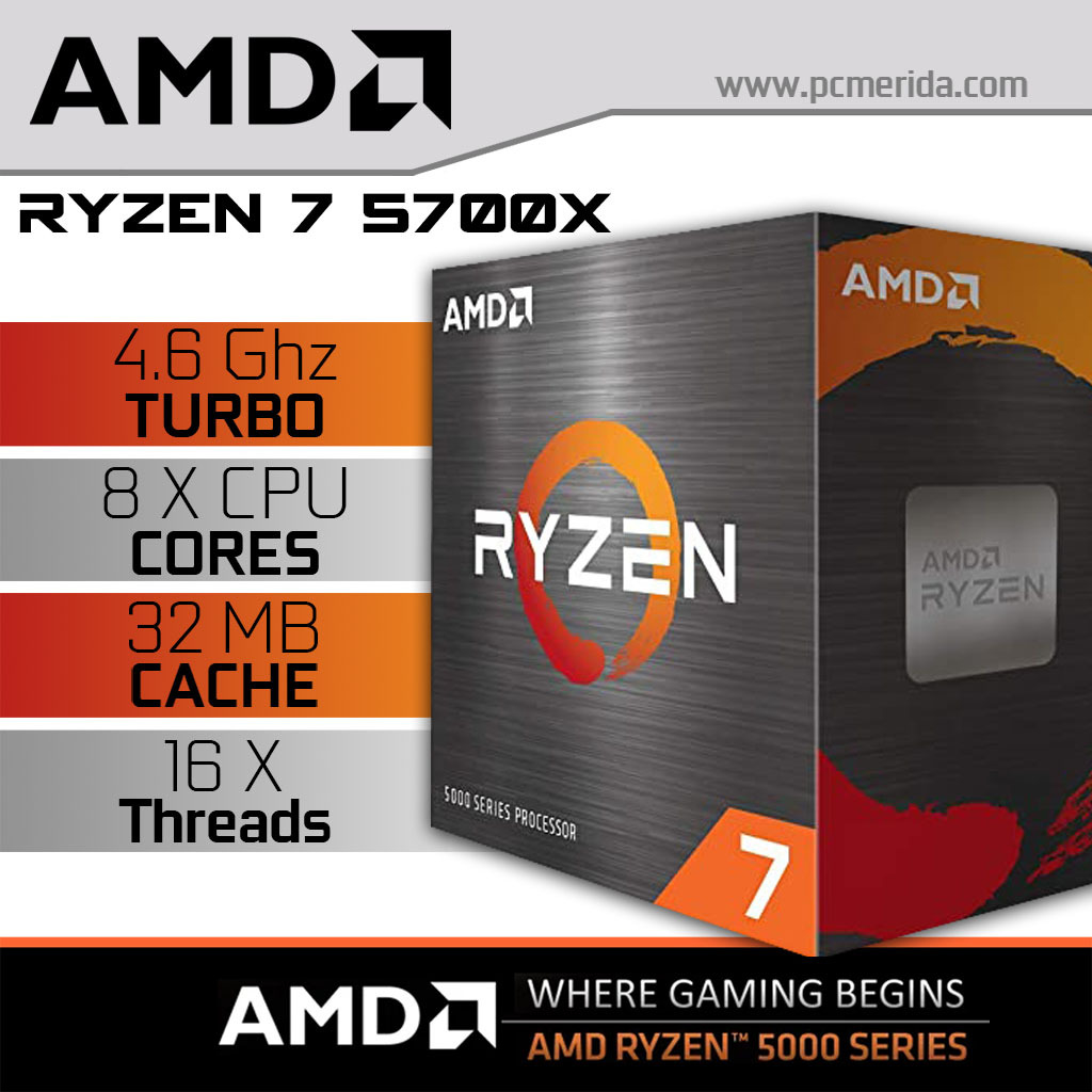 PROCESADOR CPU AMD AM4 RYZEN 7 5700X SIN GRAFICOS