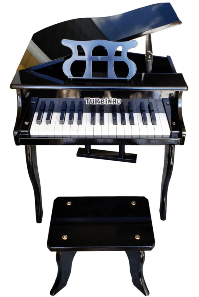 Mini Piano Infantil Cauda Preto 30 Teclas +Banquinho Madeira em Promoção na  Americanas