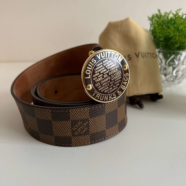 Cinto Louis Vuitton Preto Com Detalhes Verde