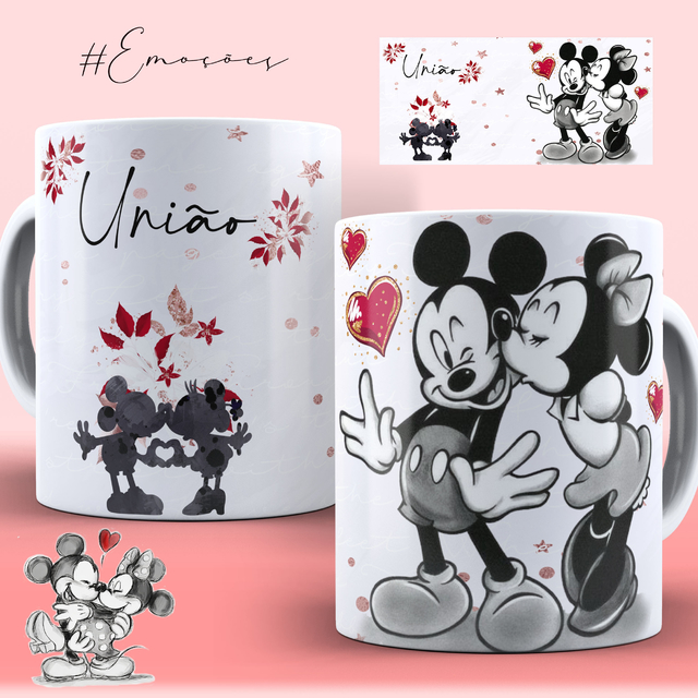 desenhos de mickey mouse e minnie mouse se beijando para colorir