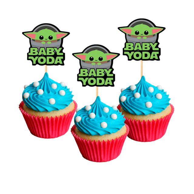 20 cupcake toppers BABY YODA SONDECORACION