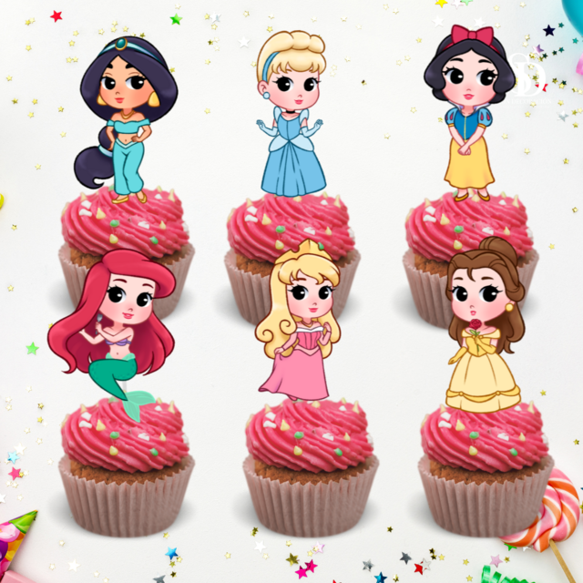 20 Cupcake Toppers Princesas 1 SONDECORACION