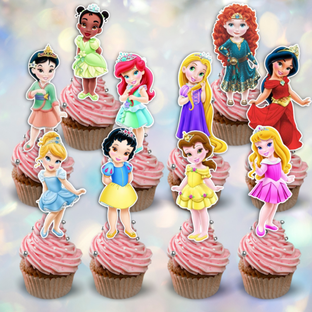 20 cupcake toppers PRINCESAS NIÑAS SONDECORACION